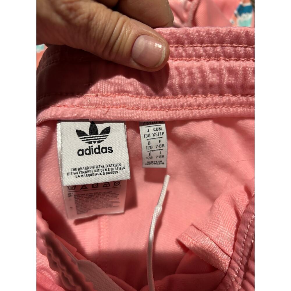 Adidas 7/8 pale pink floral athletic suit jogger pant full zip track jacket nwot - Picture 5 of 10